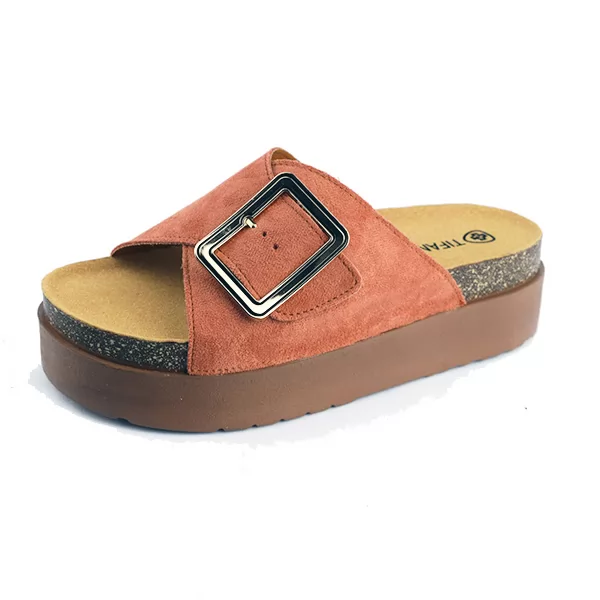 Sandale Compense pour femme 908 orange daim......  sandale médicale femme confortable Maroc